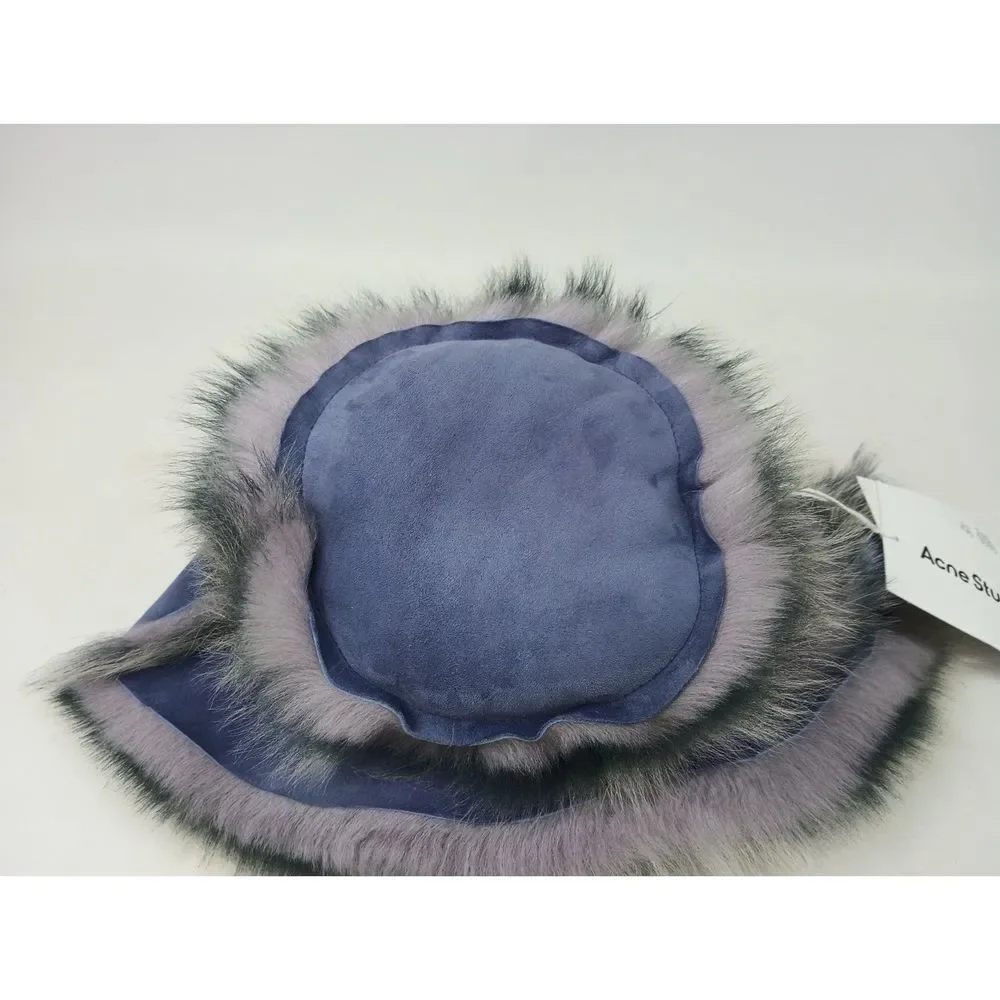 Acne Studios Lilac Purple Fur Shearling Bucket Hat Size S/M - Picture 3 of 9